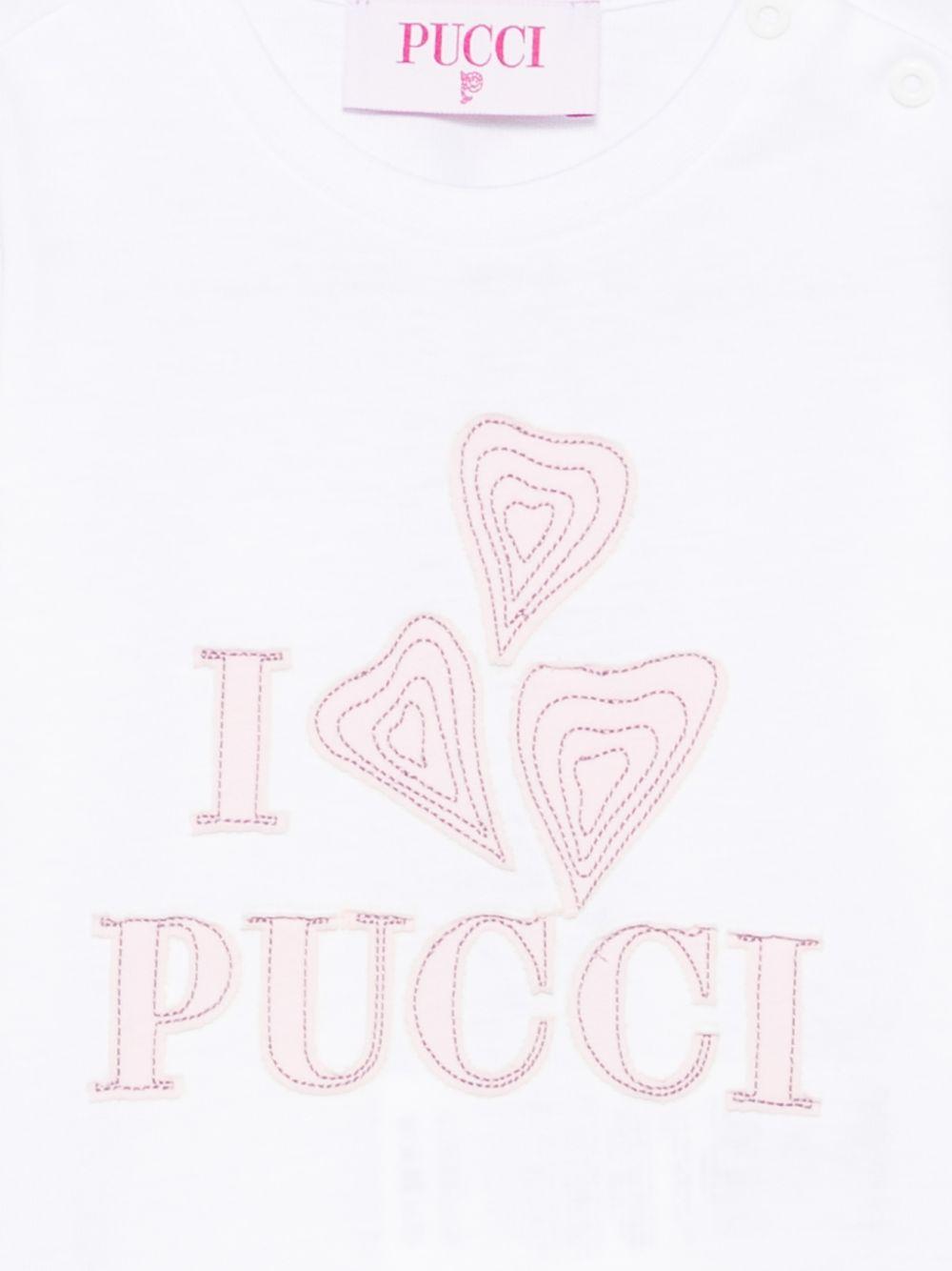 T-shirt per neonata Emilio Pucci Kids bianca con patch logo PZ8000 Z3672 100RS EMILIO PUCCI KIDS