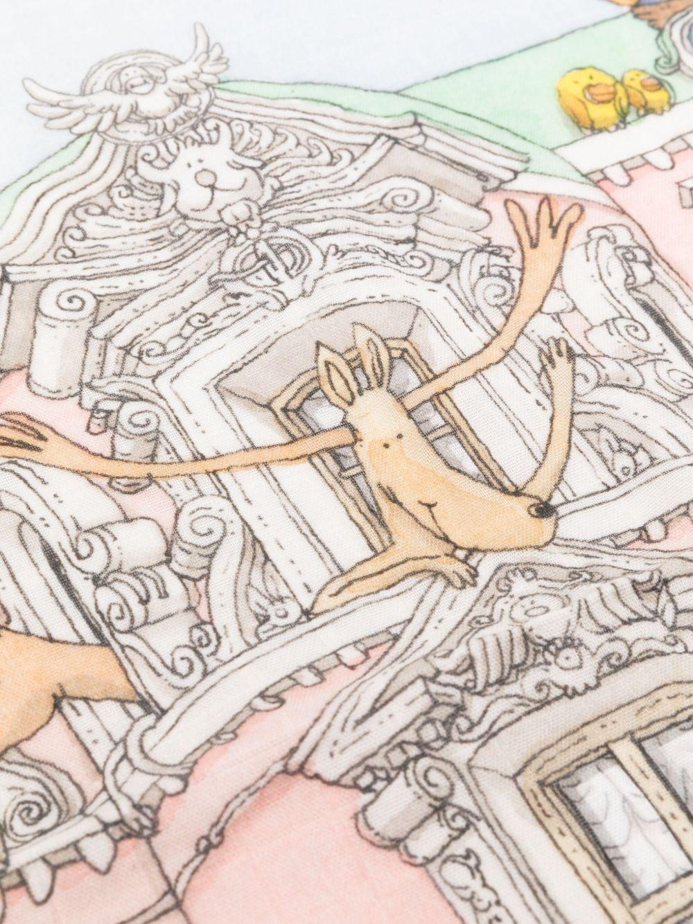 Coperta Monceau Mansion per neonati Atelier Choux azzurra con stampa stile illustrazione CA-CQ-MOM A-U ATELIER CHOUX PARIS KIDS