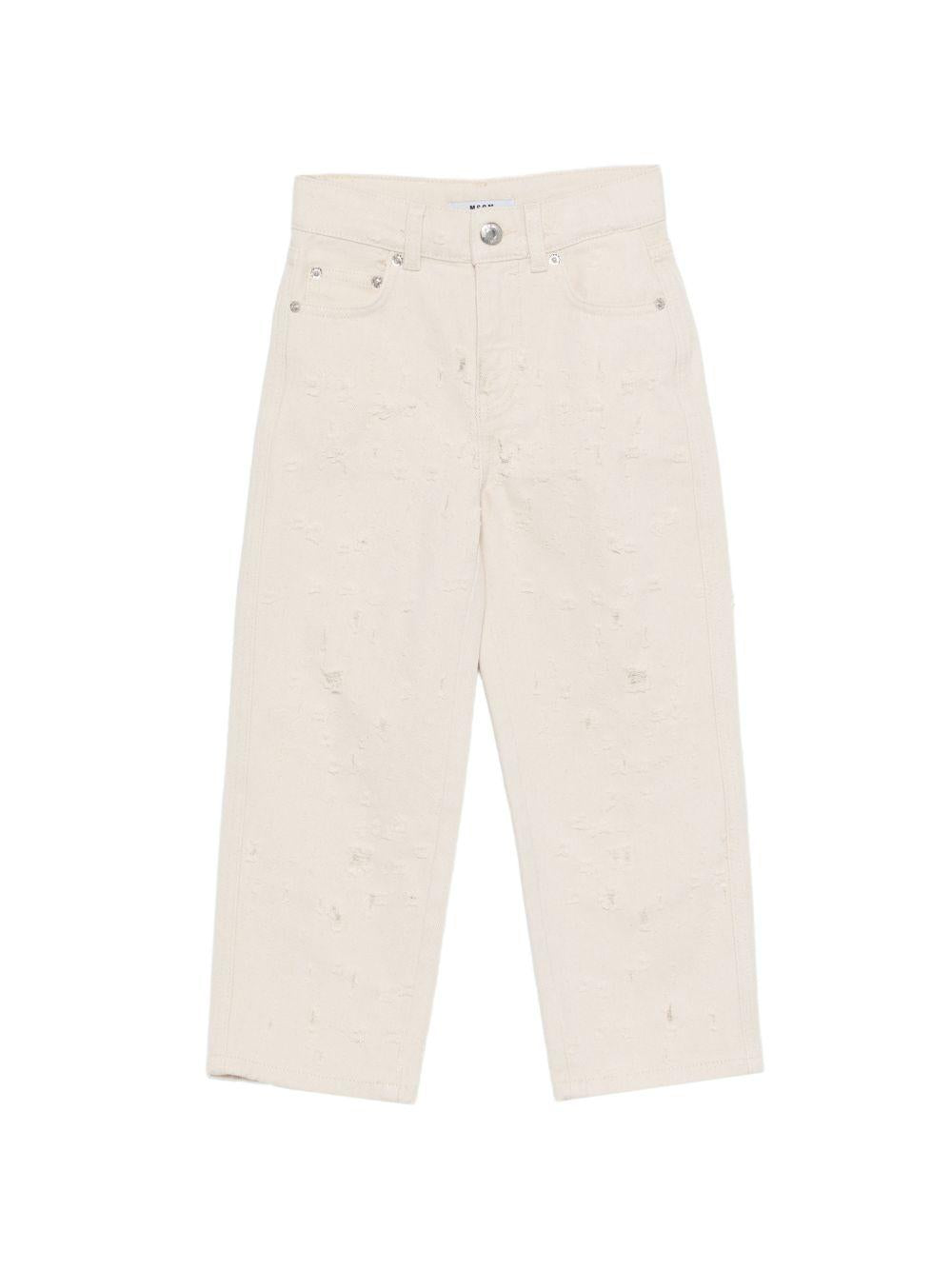 Jeans per bambino MSGM Kids beige con design a cinque tasche S6MSJBDP149 013 MSGM KIDS