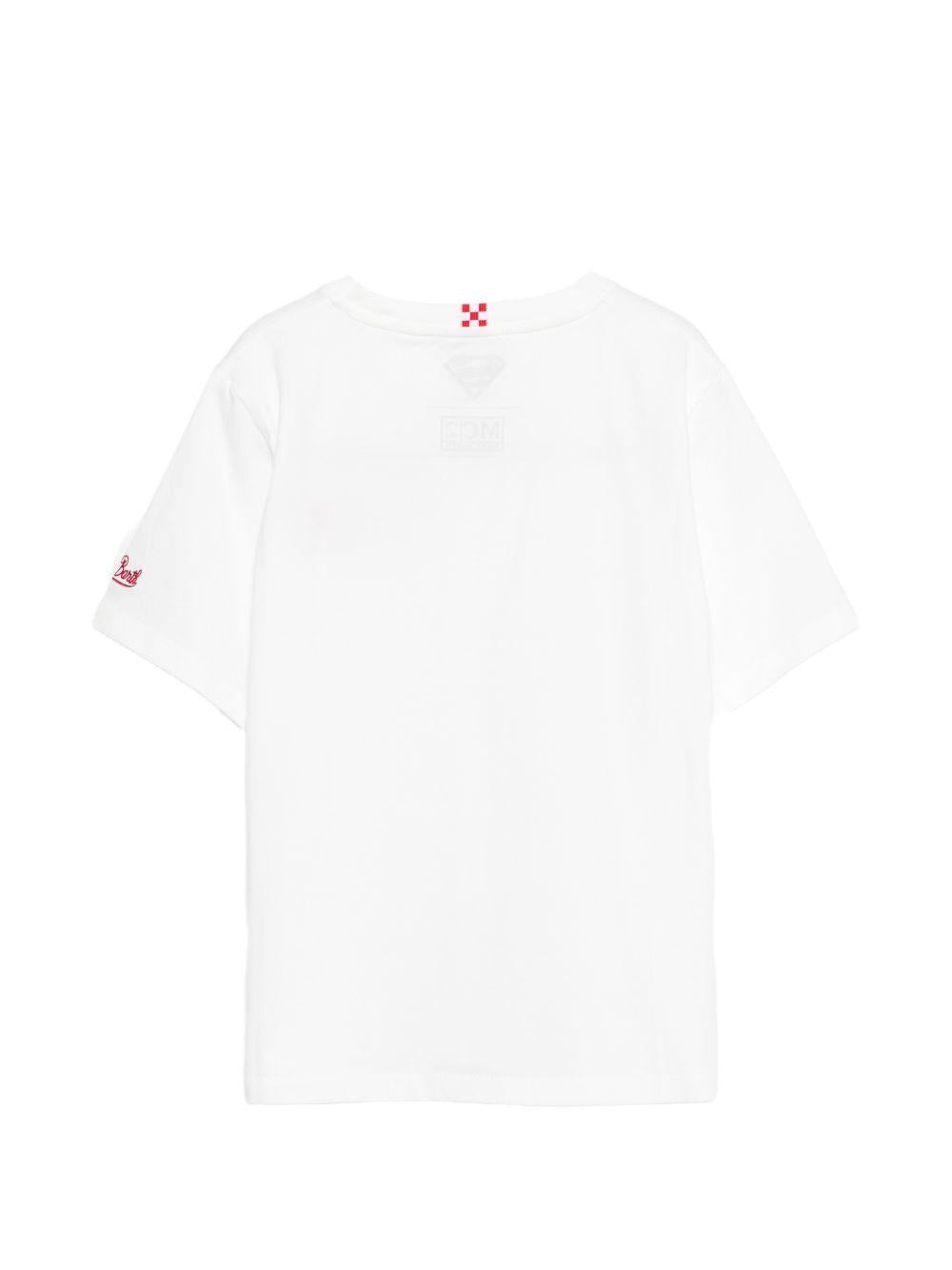 T-shirt per bambino MC2 Saint Barth Kids bianca con motivo SuperMan POT0002 00841L MC2 ST. BARTH KIDS