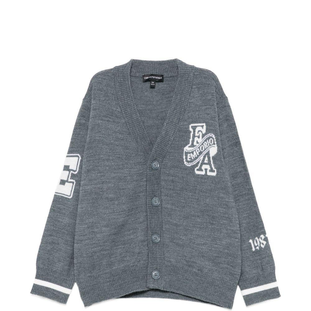 Cardigan per bambino Emporio Armani Kids grigio a maniche lunghe EB001686 AF27314 O8035 EMPORIO ARMANI KIDS