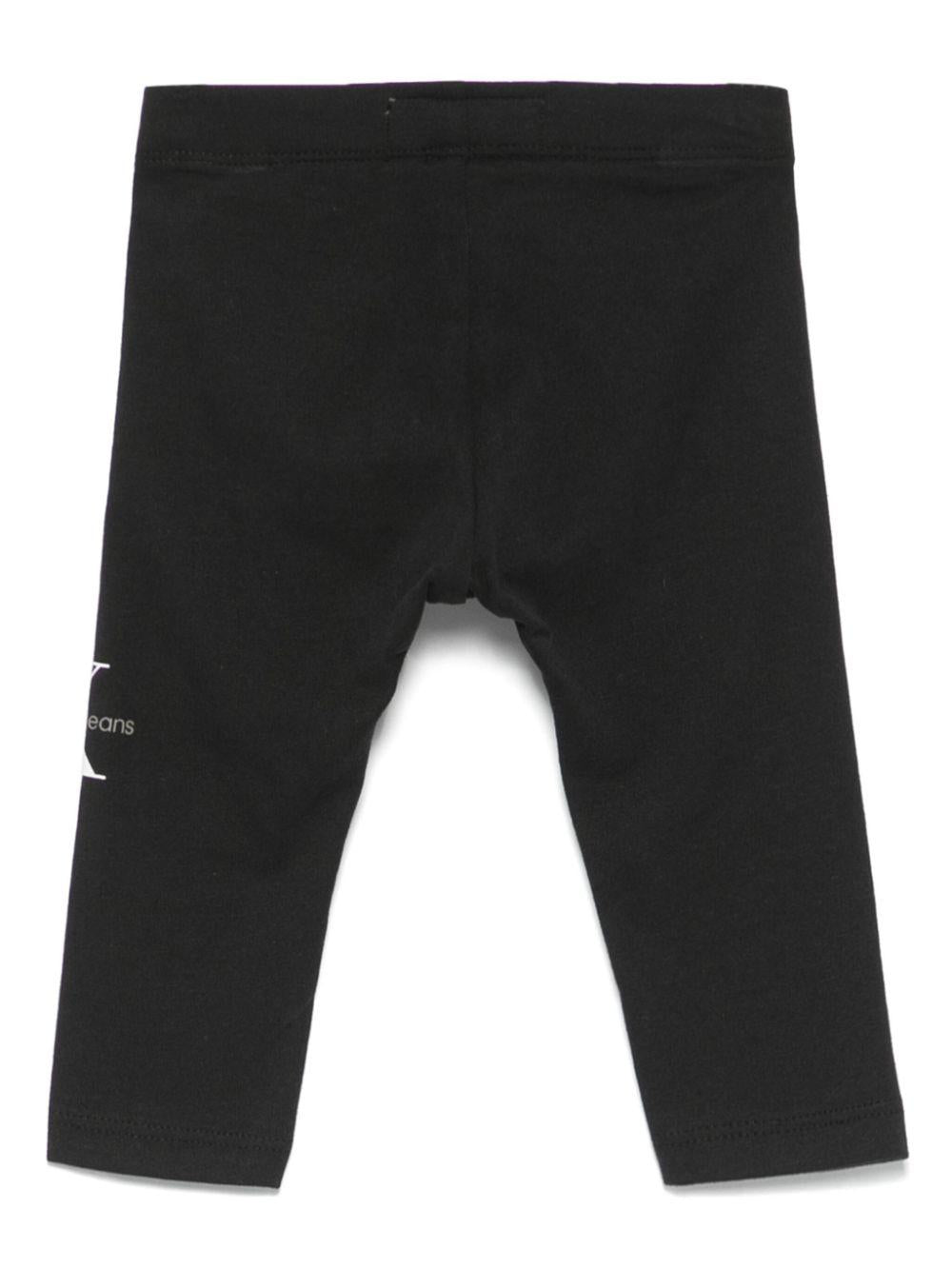 Leggings con monogramma per neonata Calvin Klein Kids nero con stampa sulla gamba IN0IN00081 BEH CALVIN KLEIN KIDS