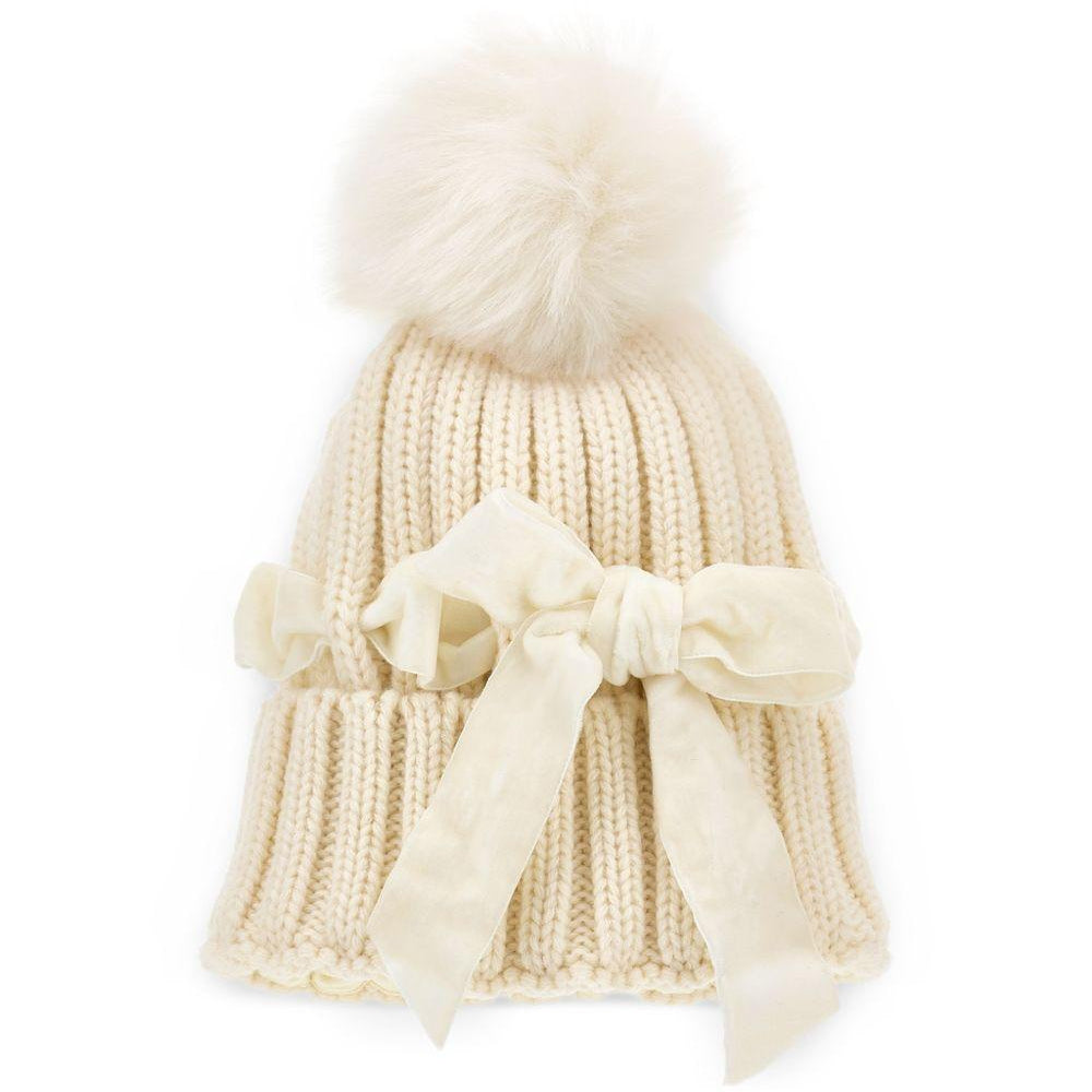 Cappello per bambina Monnalisa Kids beige con dettaglio fiocco 17H005 8064 029F MONNALISA KIDS