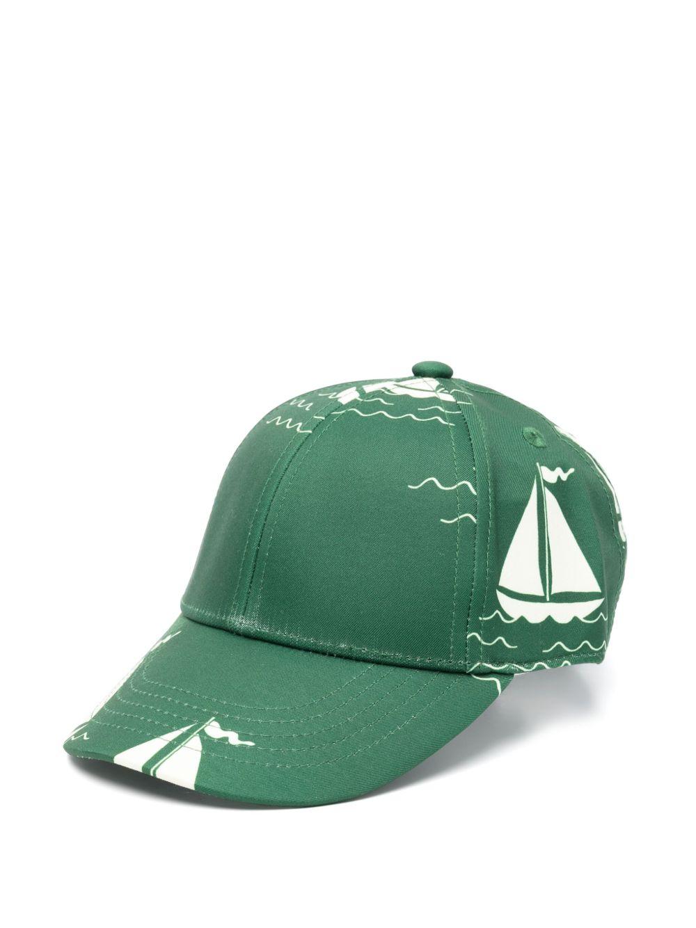 Cappello da baseball per bambino Mini Rodini Sailing Boats verde con stampa all-over 2526512275 GREEN MINI RODINI KIDS