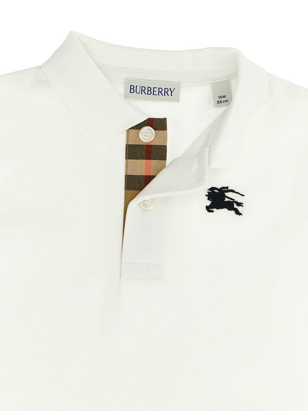 T-shirt per neonato Burberry Kids bianca con colletto a punta 8121363 A1464 BURBERRY KIDS