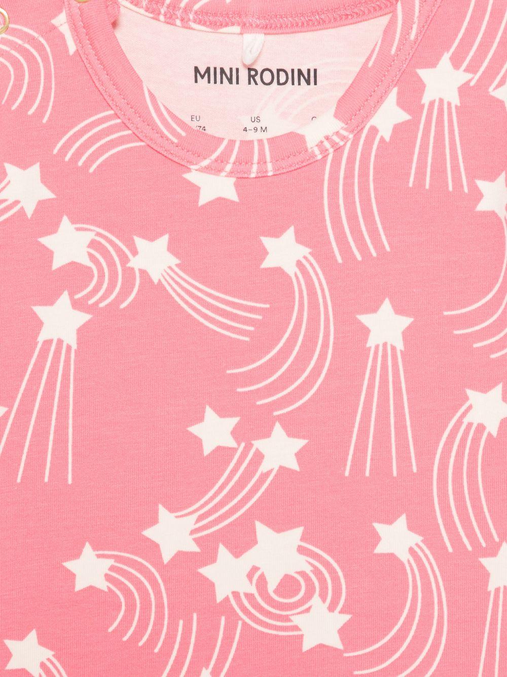 Tutina per neonata Mini Rodini rosa con stampa stelle all-over 26240105 PINK MINI RODINI KIDS
