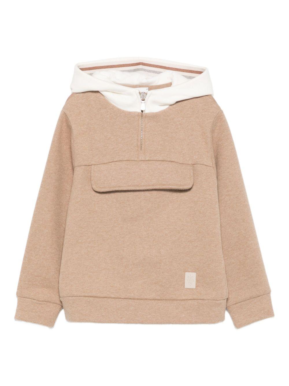 Felpa per bambino Eleventy Kids beige con tasca a marsupio EX4P00 F0215 876AV ELEVENTY KIDS