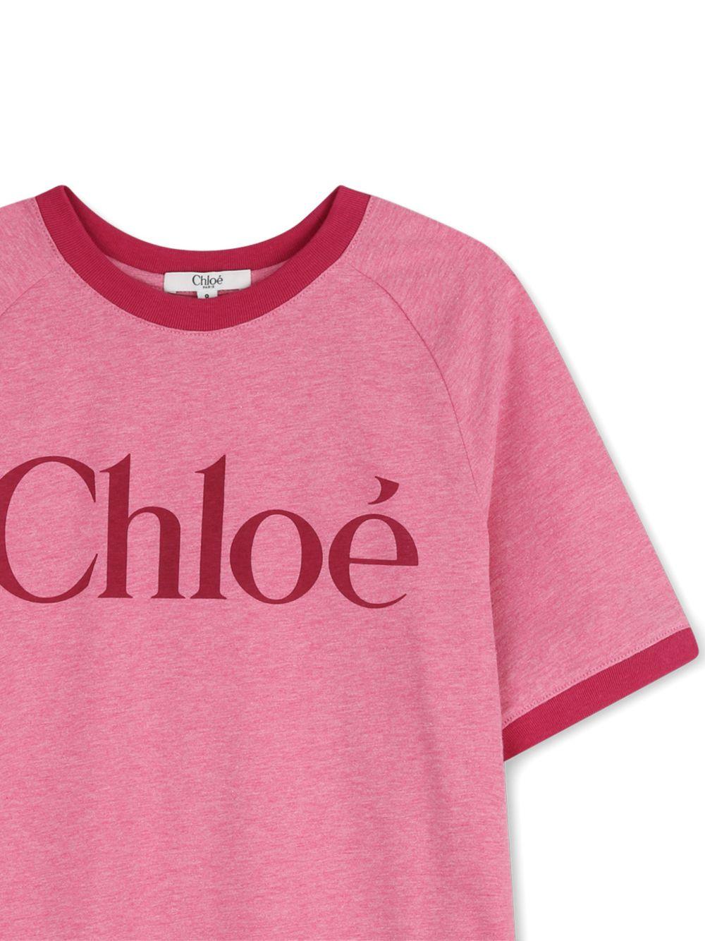 Abito per bambina Chloé Kids rosa a maniche corte C20819 F04 CHLOE' KIDS