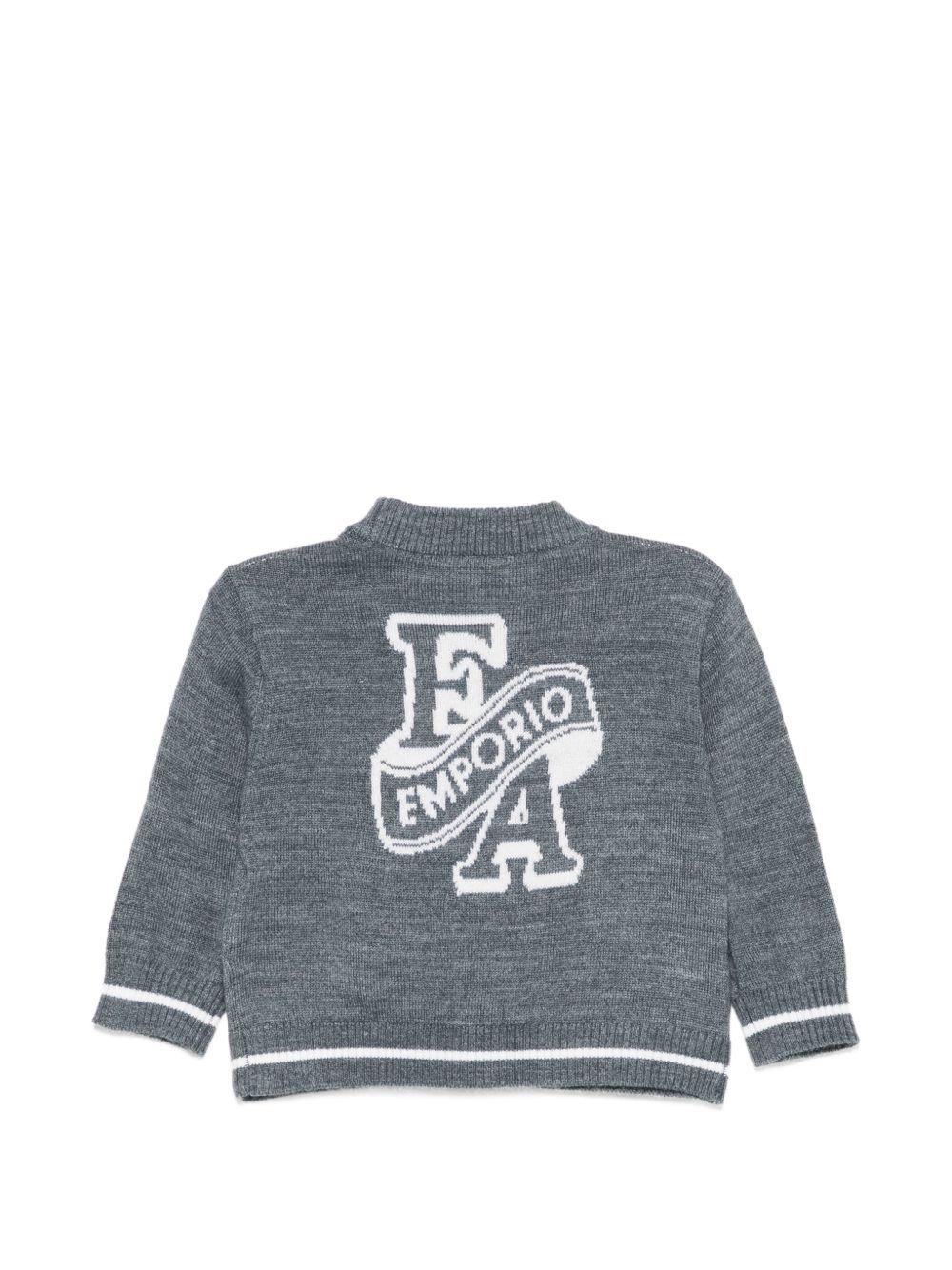 Cardigan per neonato Emporio Armani Kids grigio con scollo a V EB001584 AF27314 O8035 EMPORIO ARMANI KIDS