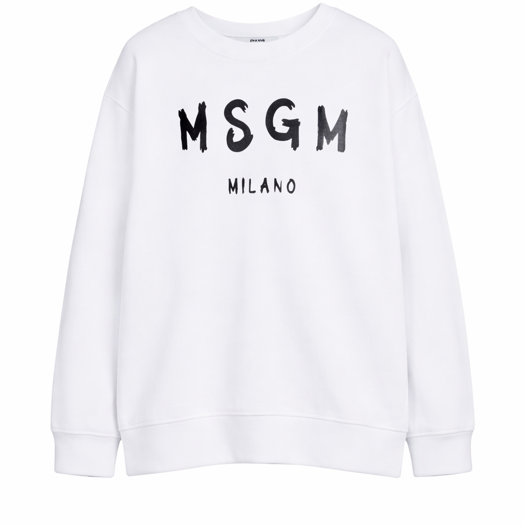 Felpa per bambino MSGM Kids bianca con stampa logo S6MSJUSW007 001 MSGM KIDS