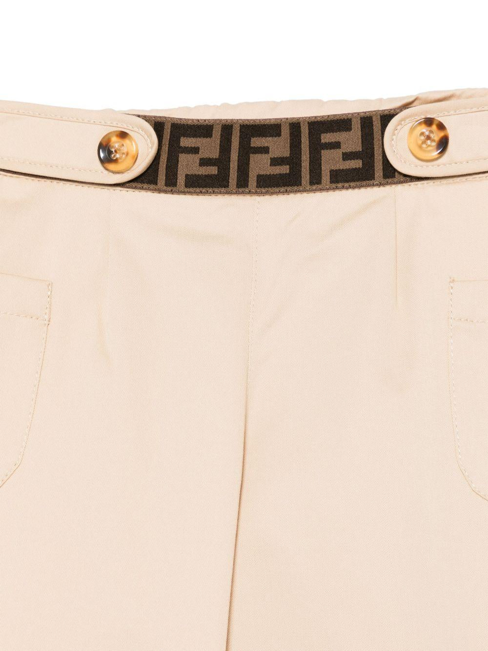 Pantalone baby in gabardina per neonato Fendi Kids beige con dettaglio elastico BFF164 ADEH F1P2P FENDI KIDS