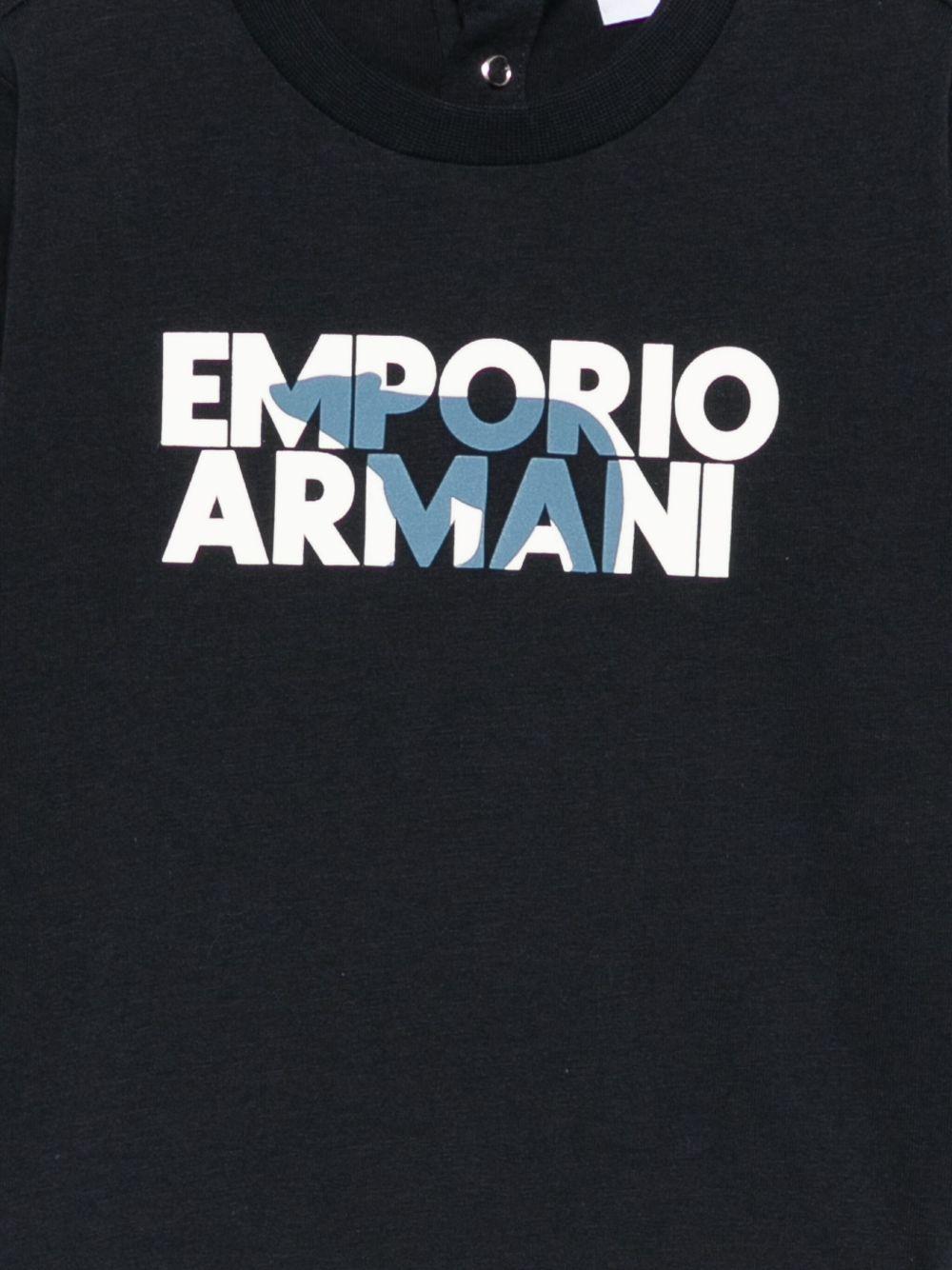 T-shirt per neonato Emporio Armani Kids blu con stampa logo EB000827 AF14503 UB118 EMPORIO ARMANI KIDS