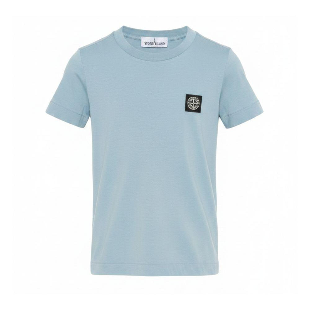 T-shirt per bambino Stone Island Junior azzurra con toppa con logo L1S162100002S0047 V004A STONE ISLAND KIDS