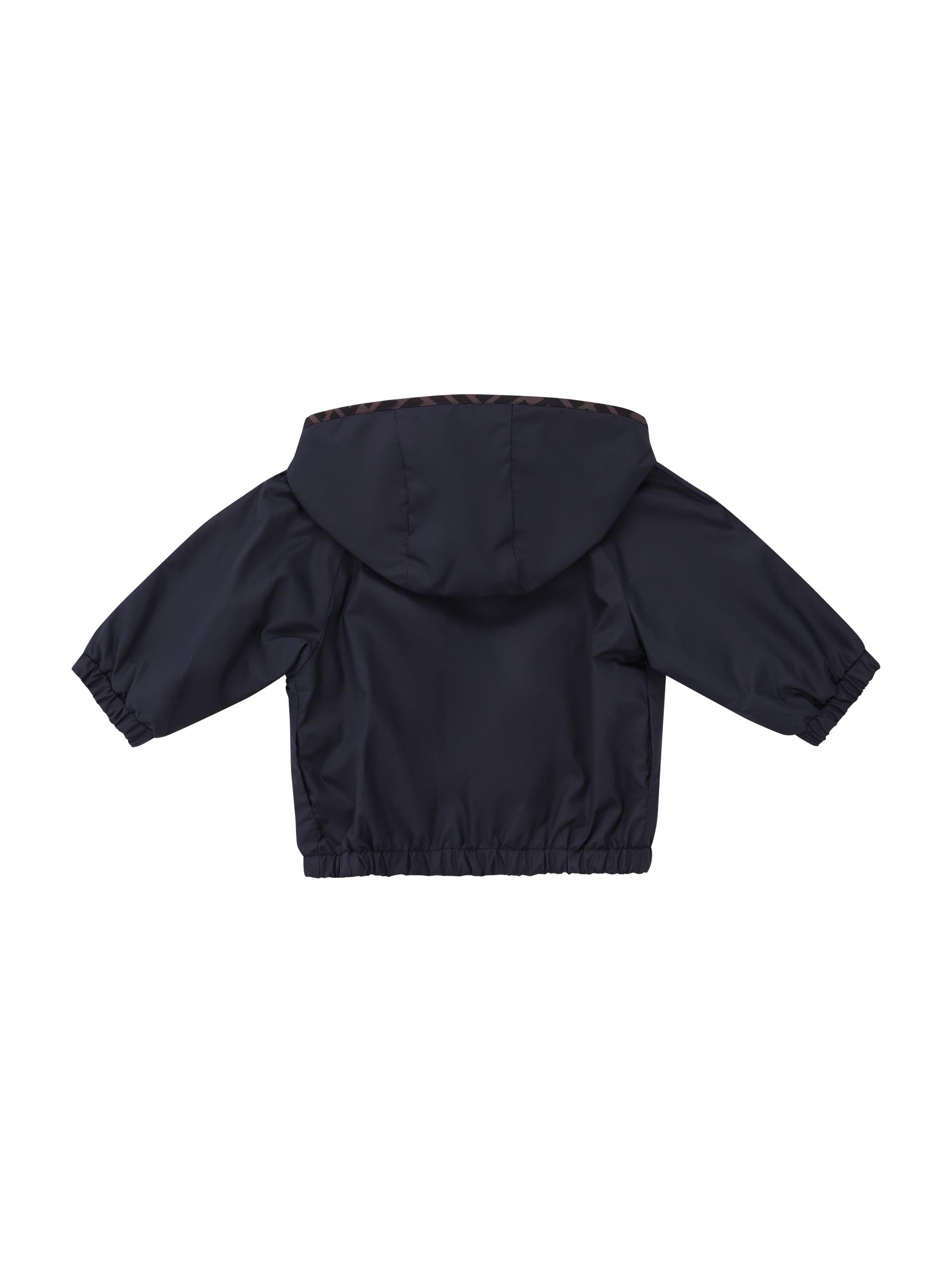 Giubbino per neonato Fendi Kids blu con toppa quadrata con logo FF BUA123 AS56 F0QG0 FENDI KIDS