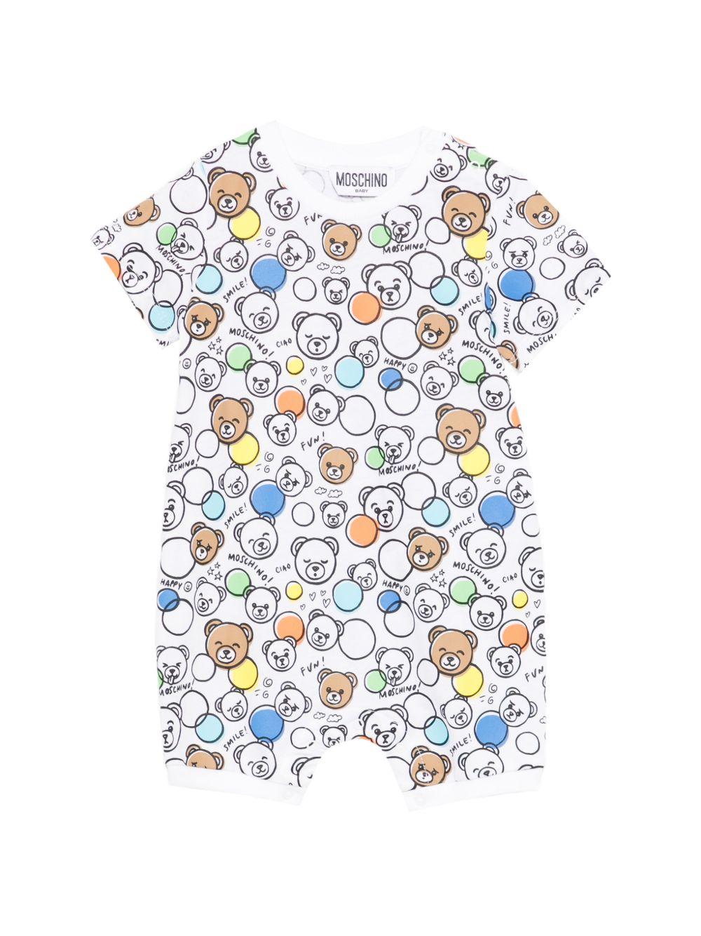 Tutina per neonato Moschino Kids multicolore com stampa grafica all-over MUT04LLAB5A 83680 MOSCHINO KIDS