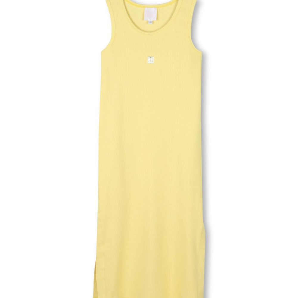 Abito a coste per bambina Givenchy Kids giallo con applicazione logo H30777 571 GIVENCHY KIDS