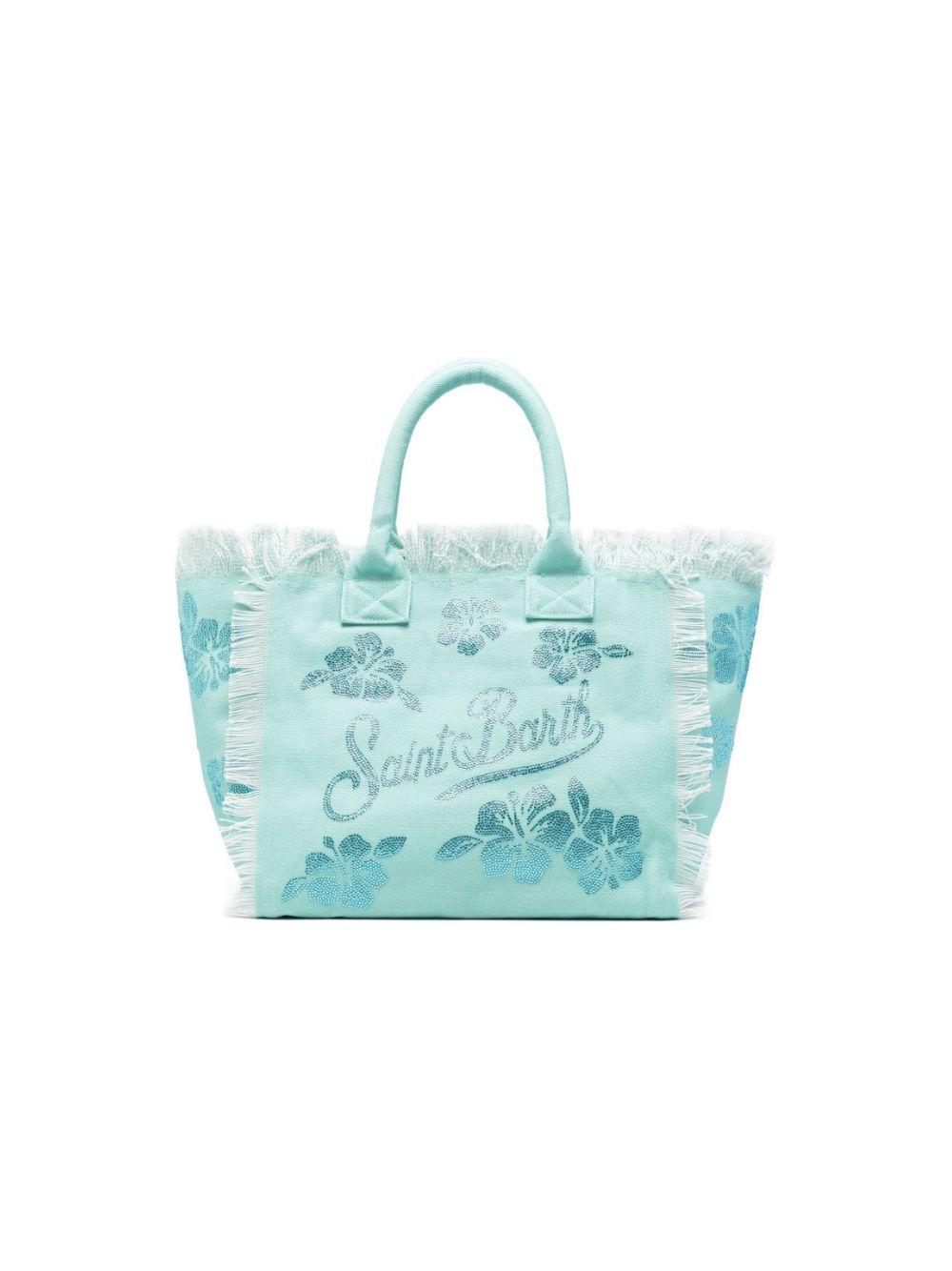 Borsa Vanity MC2 Saint Barth azzurro con motivo floreale glitterato VANI001 09672L MC2 ST. BARTH KIDS