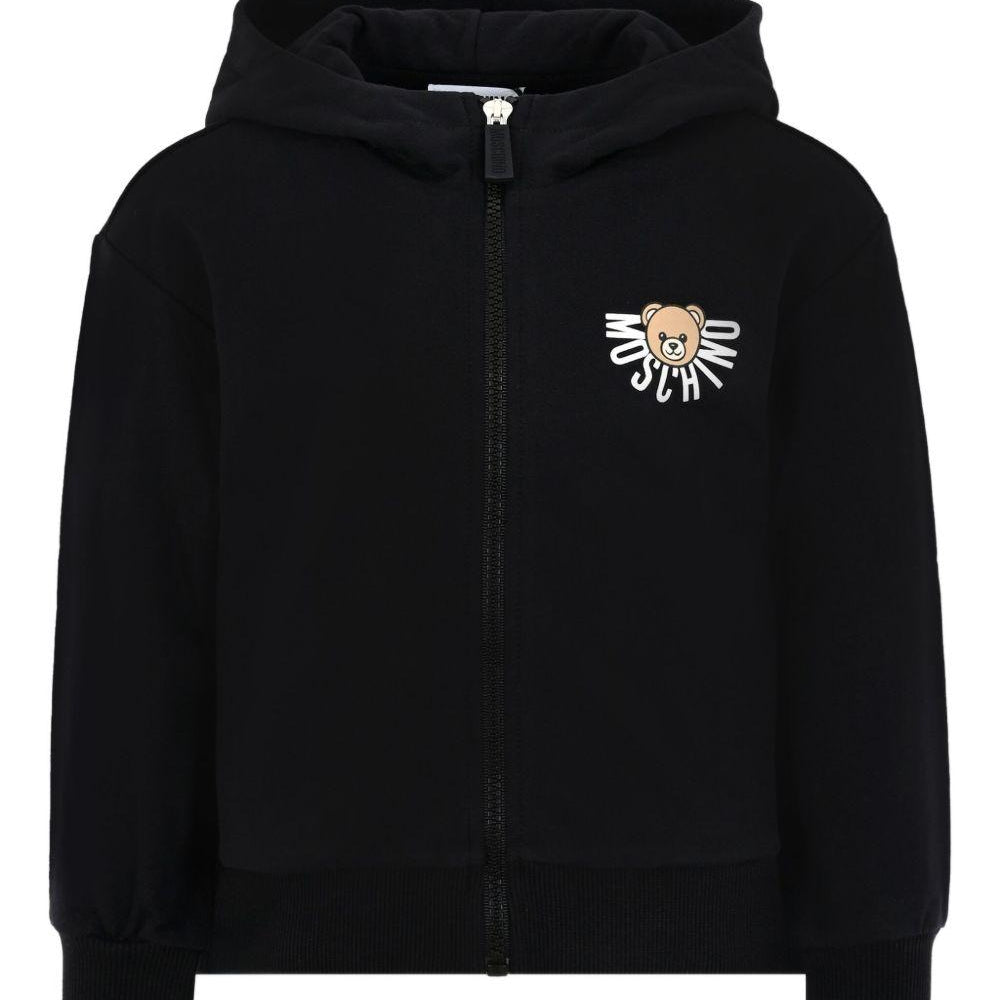 Felpa per bambino Moschino Kids nero con stampa Teddy Bear HUF09ELCA40 60100 MOSCHINO KIDS
