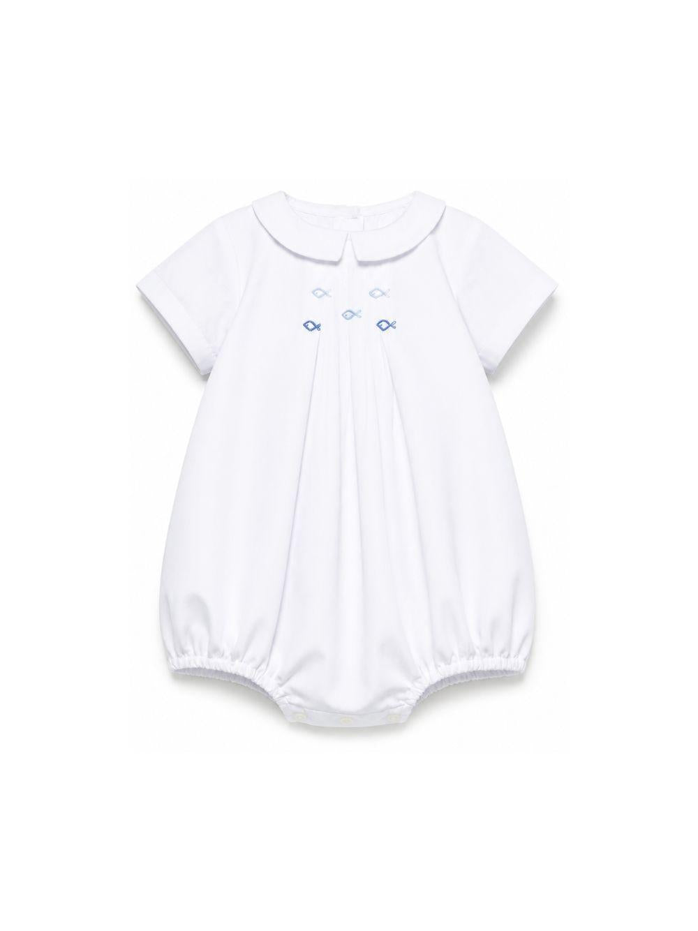 Tutina per neonati Mariella Ferrari bianca a maniche corte con colletto PLP14BIS 305 MARIELLA FERRARI KIDS