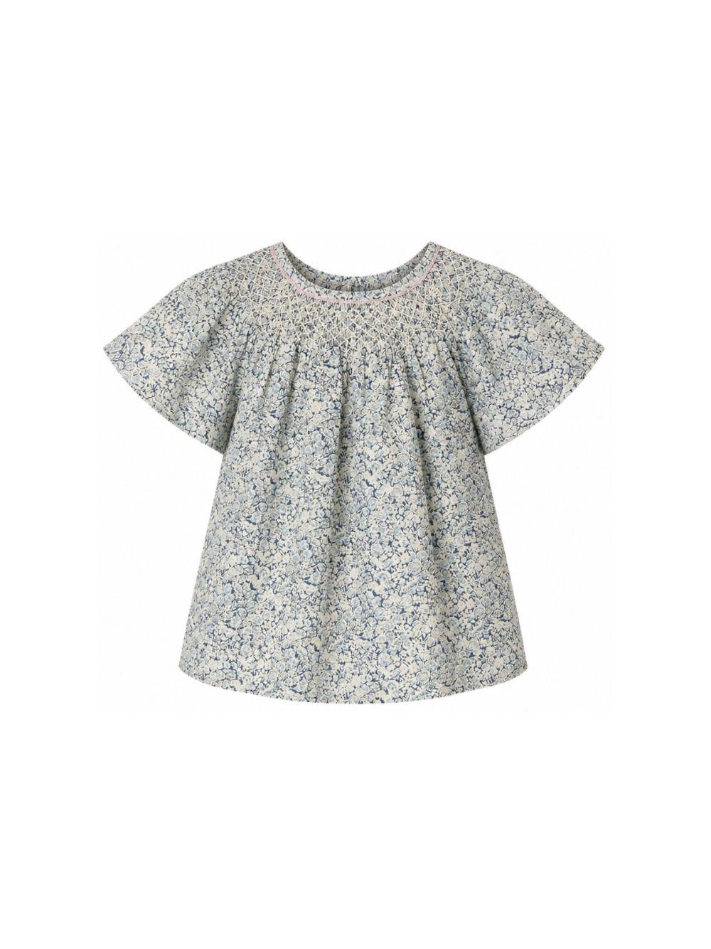 Blusa per bambina Bonpoint blu con stampa a fiori S06GBLW00014 519A BONPOINT KIDS
