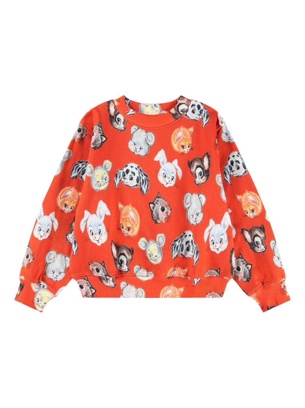 Felpa per bambini Molo Marge rosso con stampa grafica all-over 2W25J202 8201 MOLO
