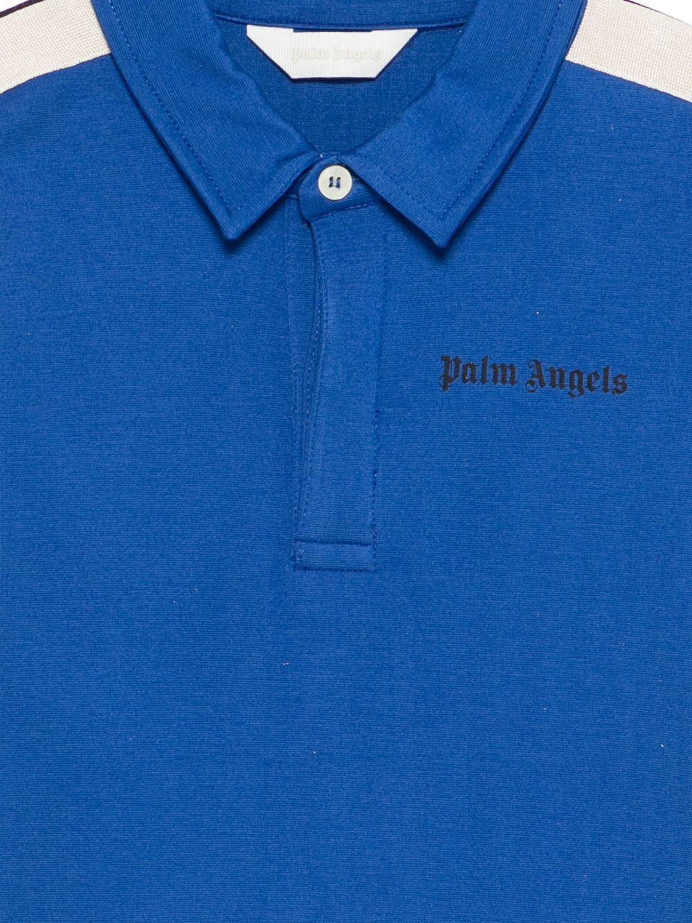 T-shirt per bambino Palm Angels Kids blu con strisce sulle spalle PBBD013S26FLE001 060 PALM ANGELS KIDS