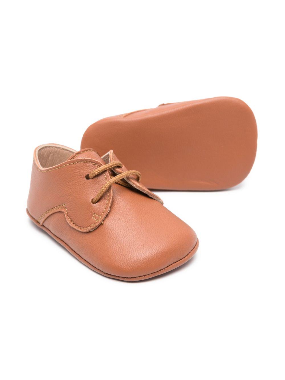 Scarpe primi passi per neonato Eli1957 marrone con chiusura frontale con lacci 10016AL CUERO Eli Kids