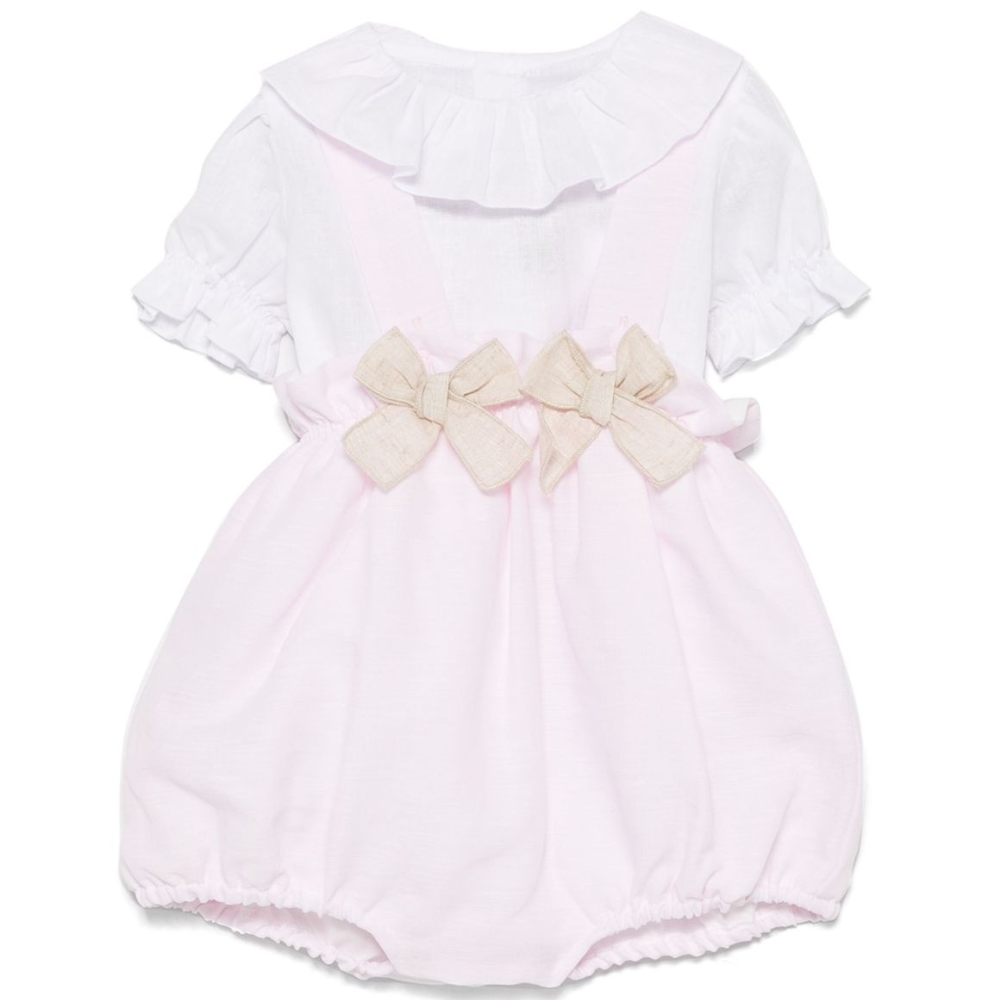 Set top e shorts per neonata La Stupenderia bianco con cinturini con bottone TBCT58 D33 LA STUPENDERIA