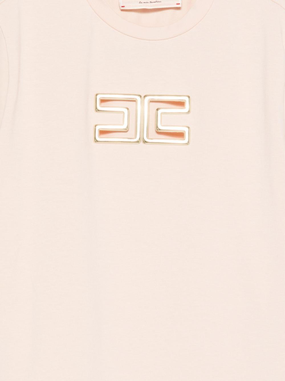 T-shirt per bambina Elisabetta Franchi La Mia Bambina rosa con dettaglio logo EFTS2610JE006 C125 ElISABETTA FRANCHI