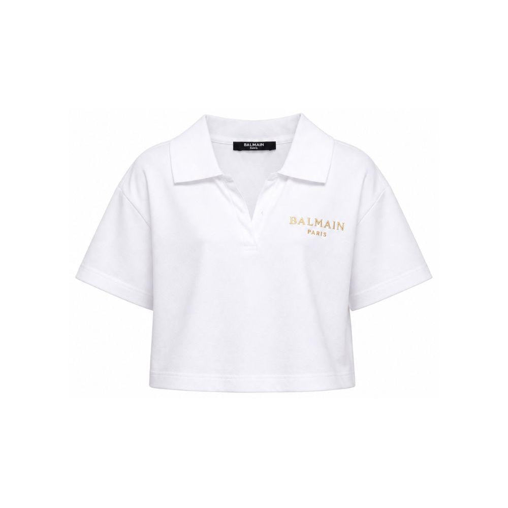 T-shirt per bambina Balmain Kids bianca con design crop BY8B31 Z3658 100BC BALMAIN KIDS