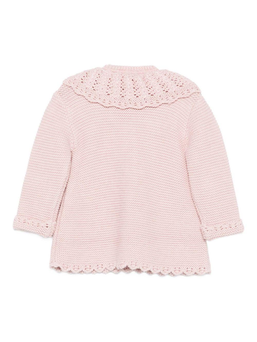 Cardigan per neonata Paz Rodríguez rosa con collo smerlato 009-123100 32 H94 PaZ RODRIGUEZ