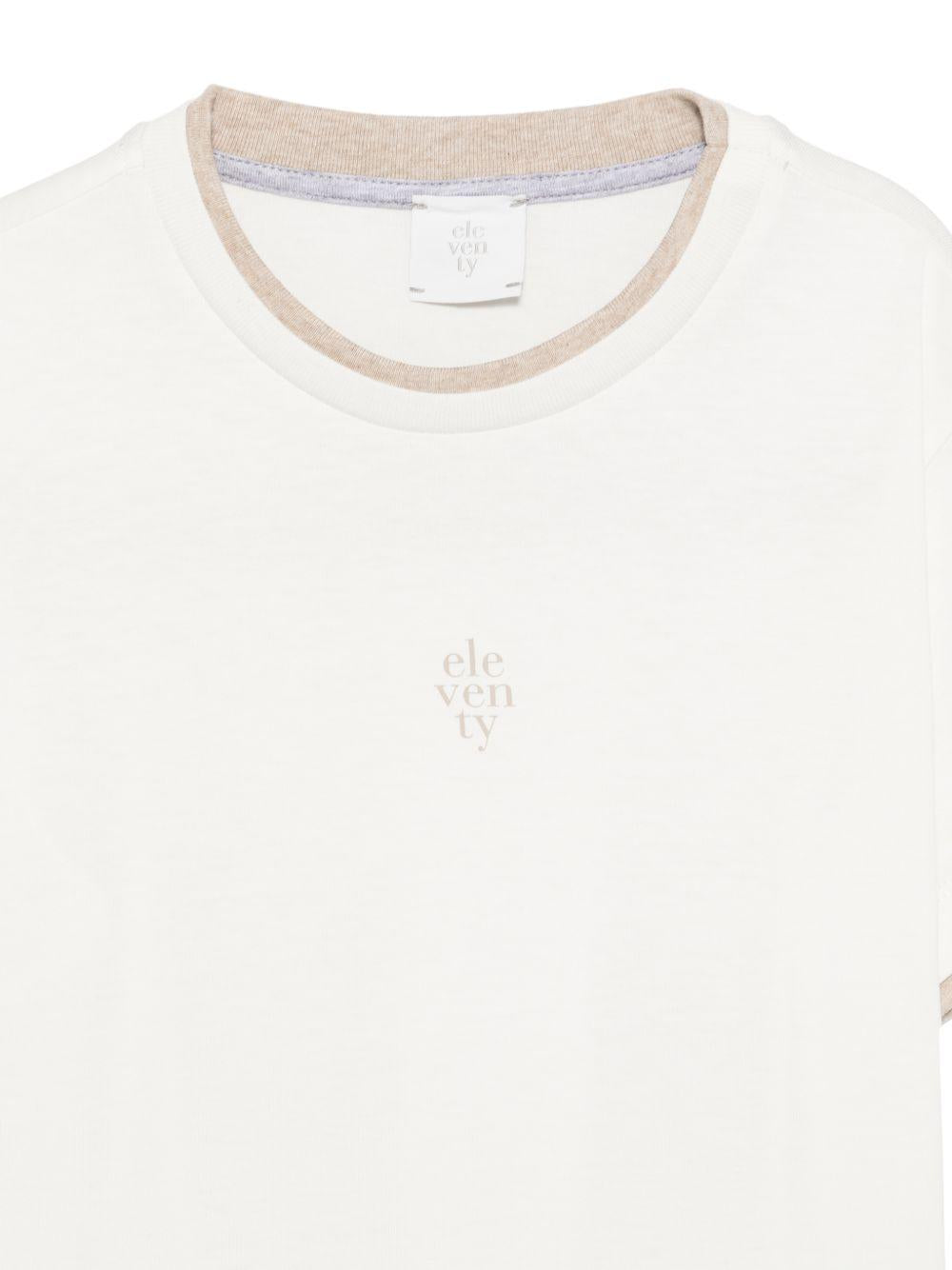 T-shirt per bambino Eleventy Kids bianca con bordi a contrasto EY8P31 Z3708 101BG ELEVENTY KIDS