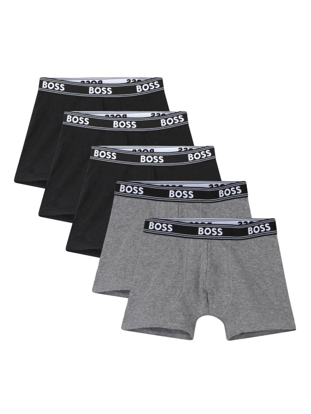 Set di cinque boxer Boss Kids multicolore con stampa logo sull'elastico J52664 09B BOSS KIDS