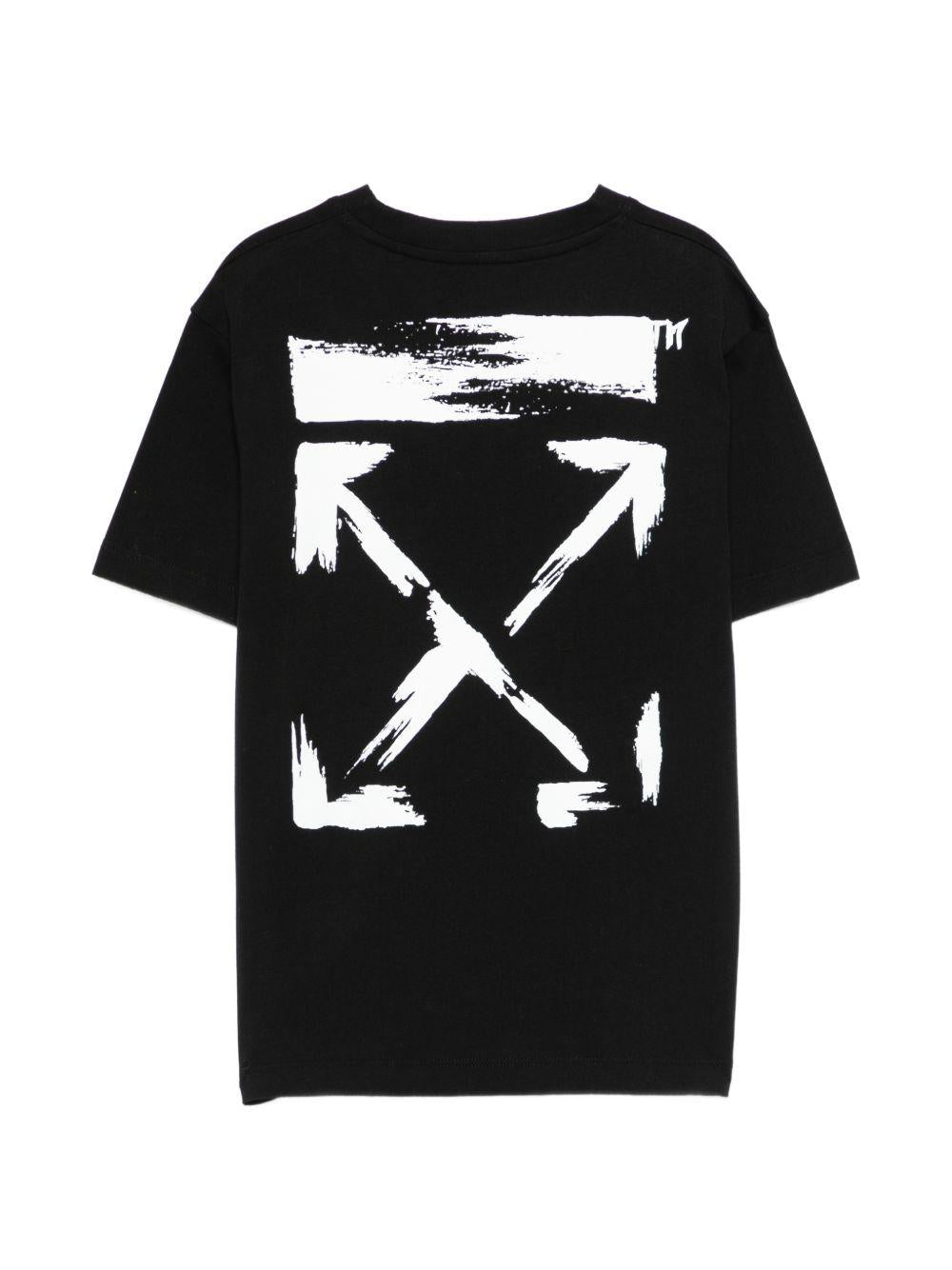 T-shirt per bambino Off-White Kids nera con stampa grafica sul retro 44BAA002S26J006 001 OFF WHITE KIDS