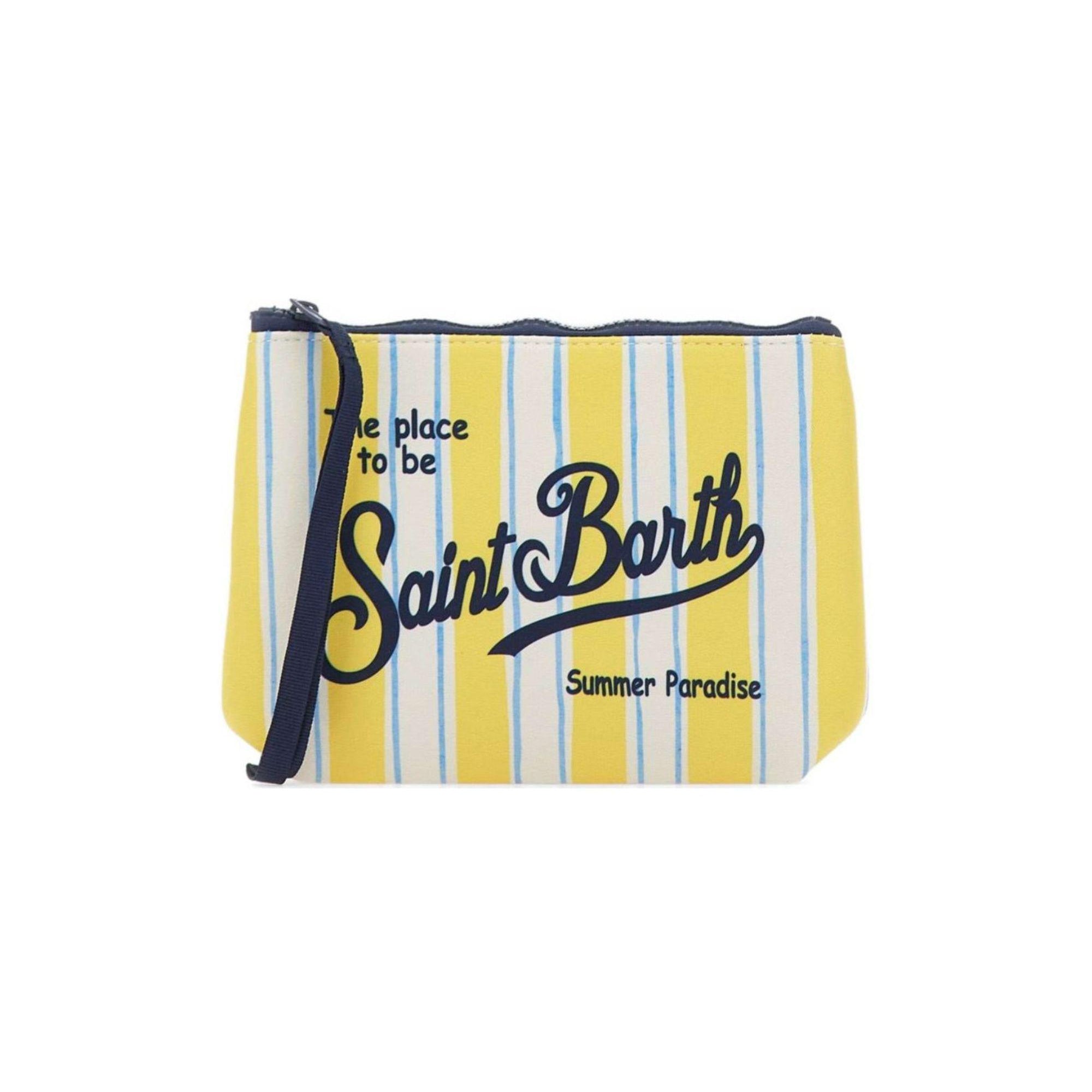Pochette Aline MC2 Saint Barth bianca e gialla con motivo a righe ALIN001 03281L MC2 ST. BARTH KIDS