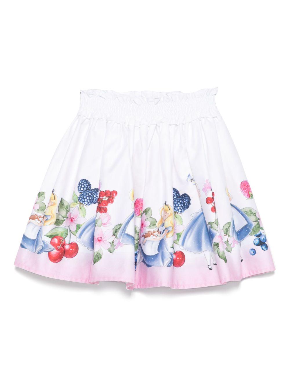 Gonna per bambina Monnalisa Alice x Disney bianco in raso 11E707 5665 9990 MONNALISA