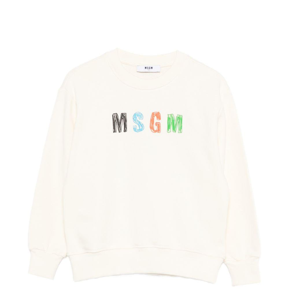 Felpa per bambini MSGM Kids bianca con logo sul davanti S6MSJBSW237 013 MSGM KIDS