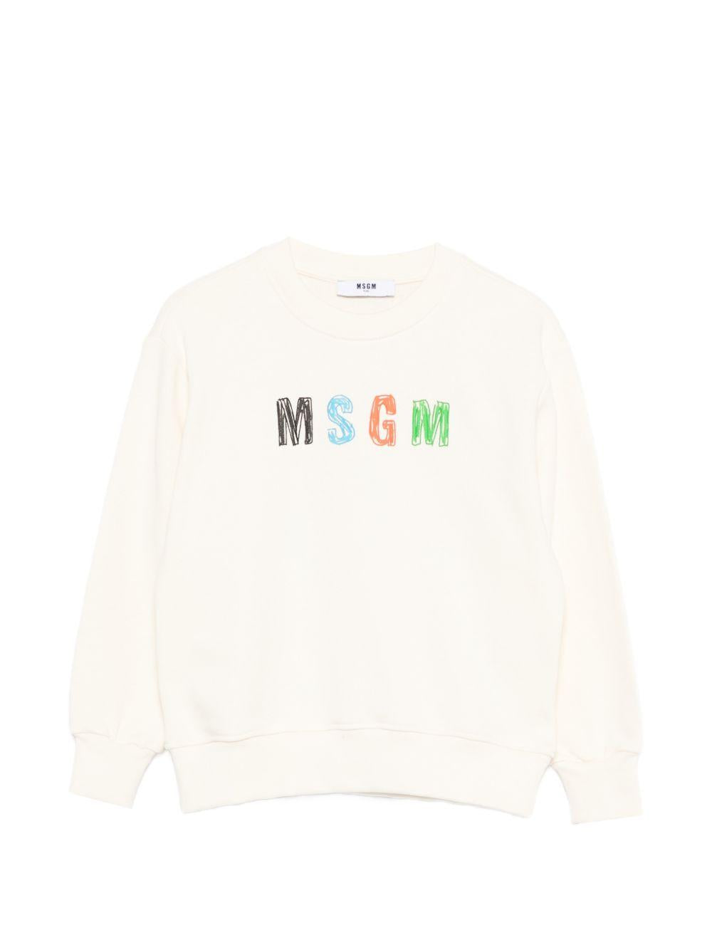 Felpa per bambini MSGM Kids bianca con logo sul davanti S6MSJBSW237 013 MSGM KIDS