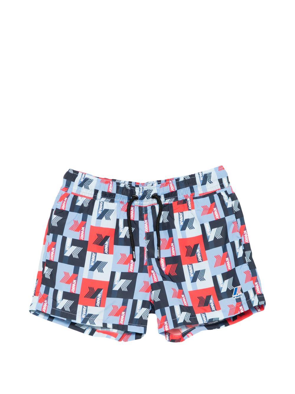 Costume da bagno per bambino K-Way Kids multicolore con stampa logo all-over K3124ZW A0A K-WAY KIDS