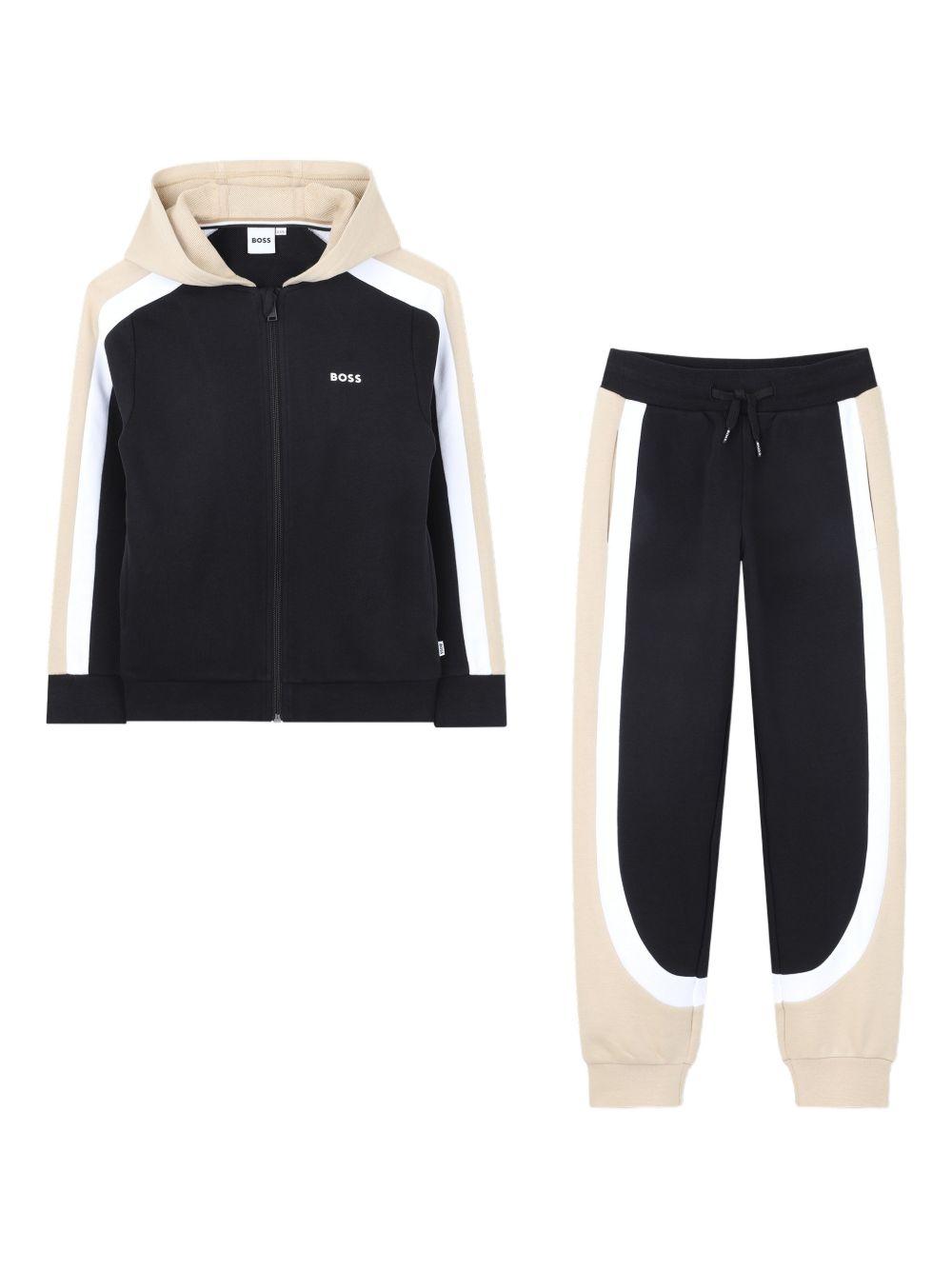 Tuta sportiva per bambino Boss Kidswear nera con design color-block J53004 09B BOSS KIDS