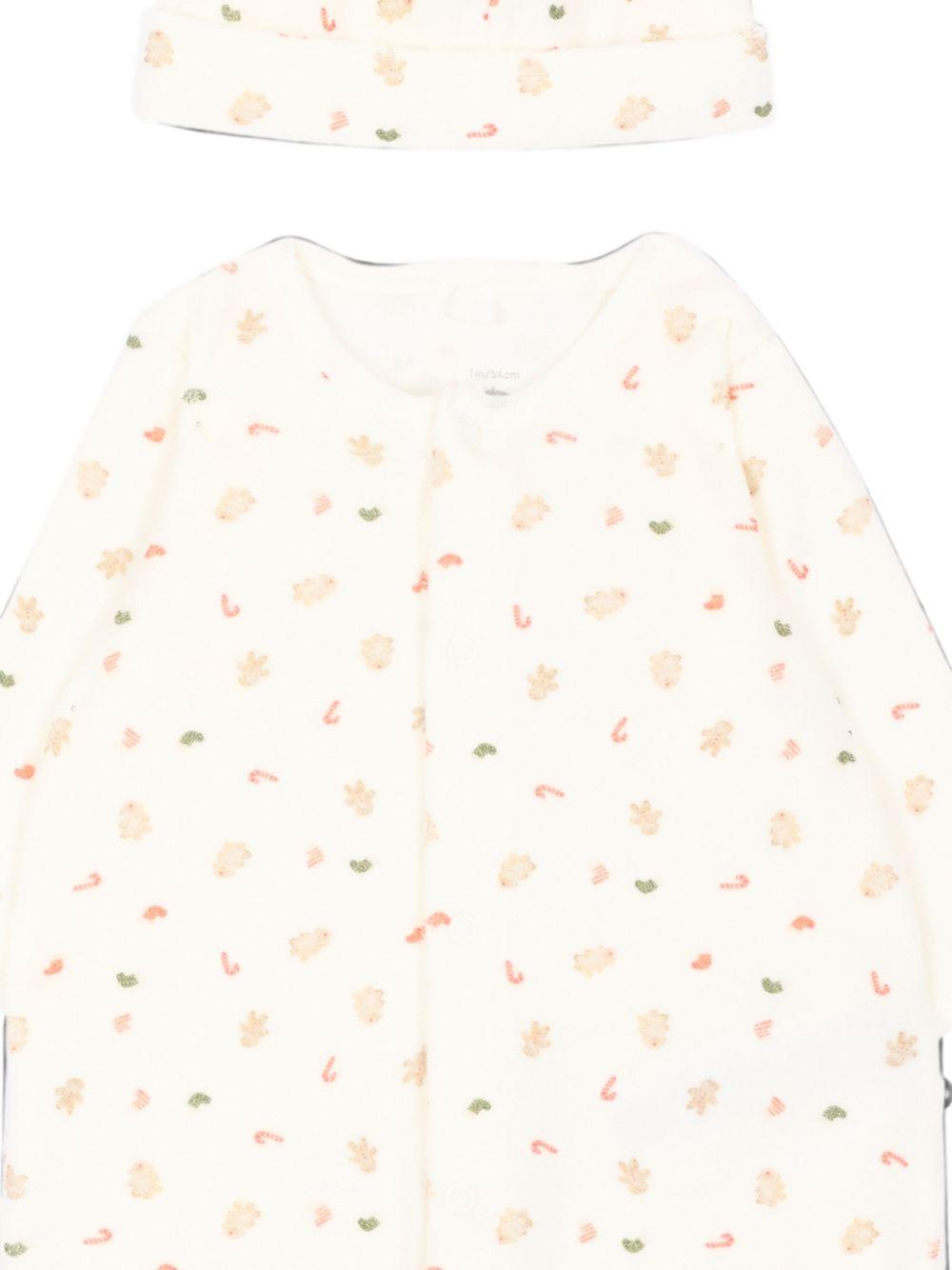 Set tutina e cappellino per neonati Petit Bateau Kids bianco con stampa grafica all-over A0GDR 00 PETIT BATEAU KIDS