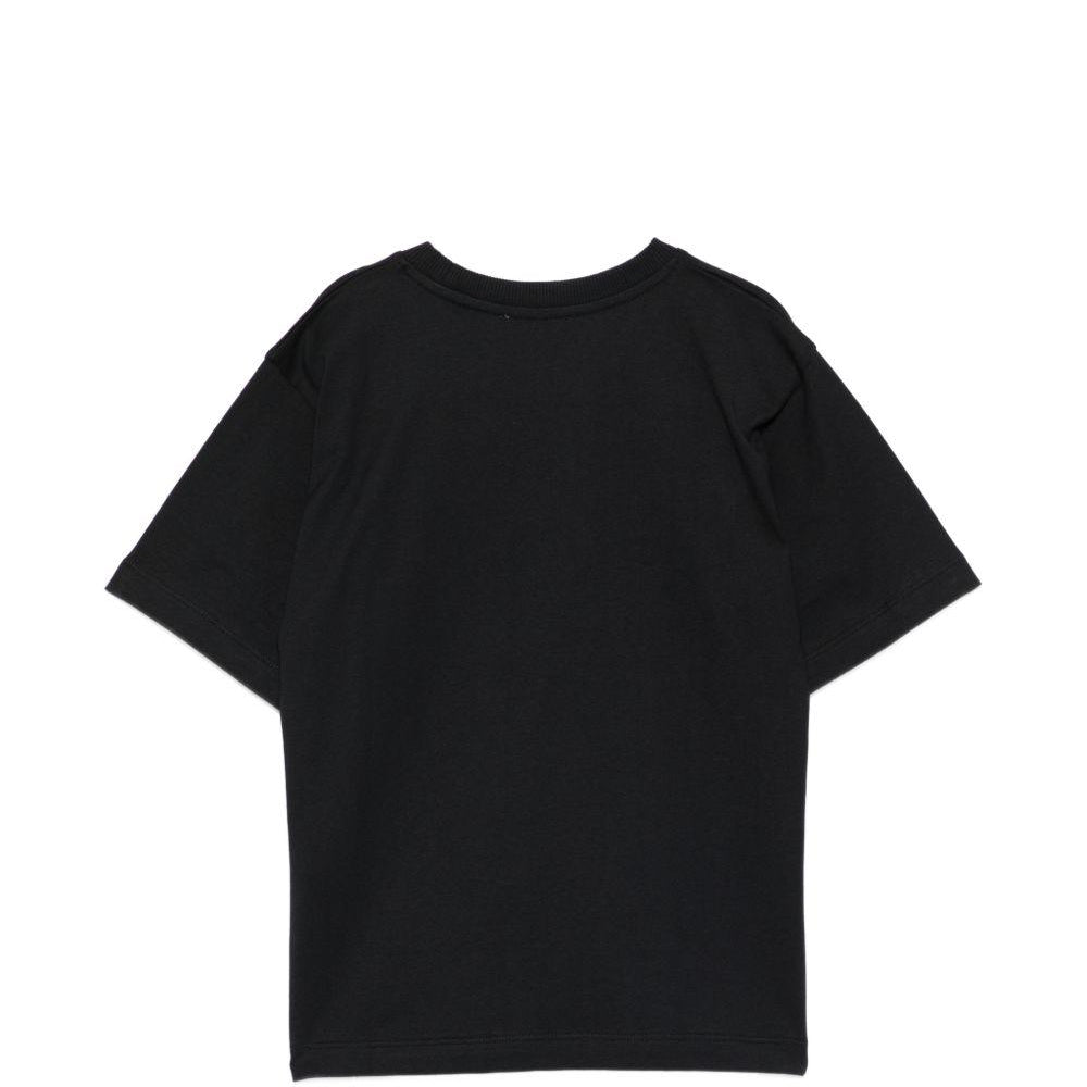 T-shirt per bambini Moschino Kids nera con logo sul davanti H5M05GLAA23 60100 MOSCHINO KIDS
