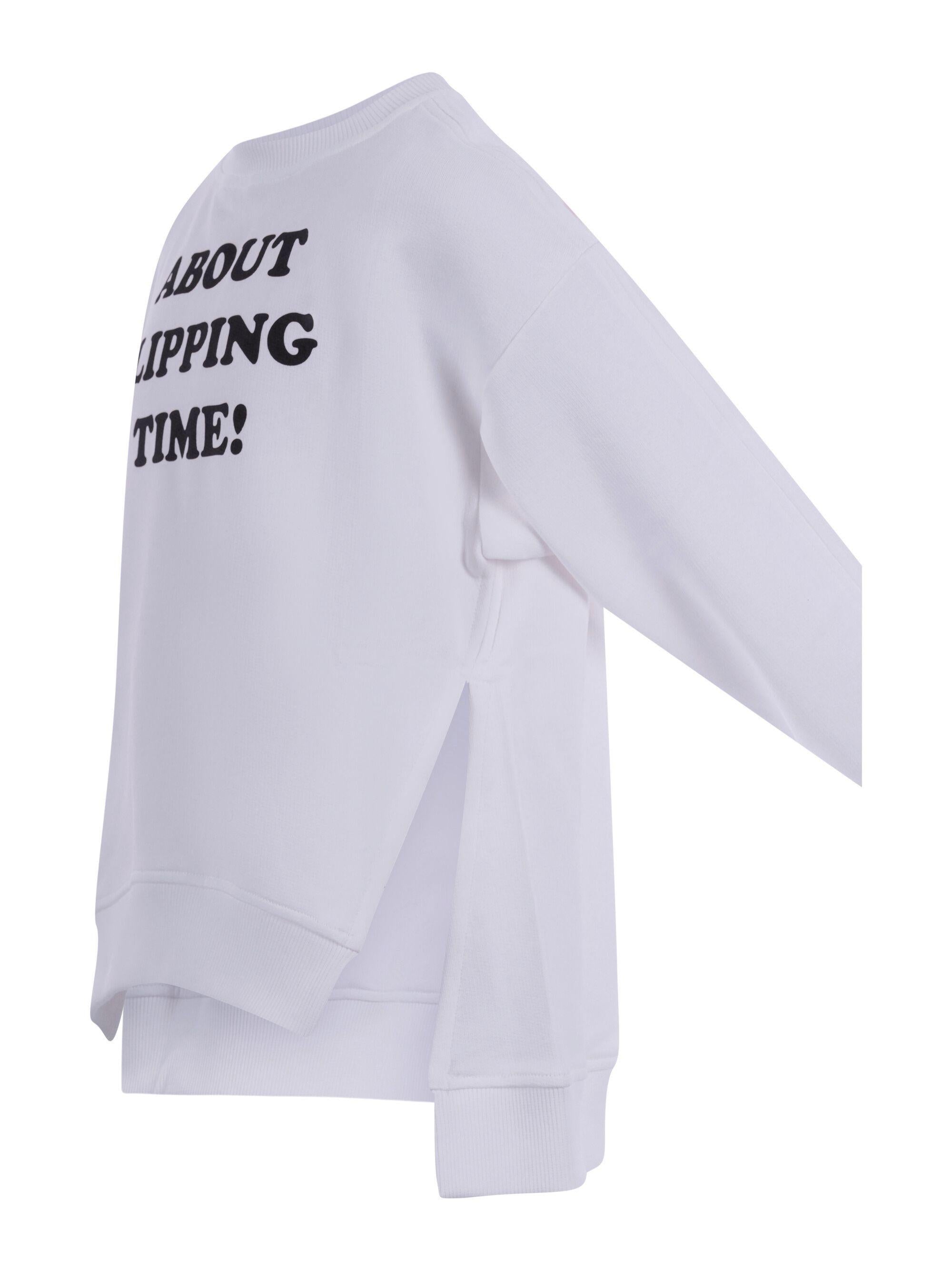 Felpa per bambino Stella McCartney Kids bianca con scritta "About flippping time!" TY4B80 Z0499 101 STELLA McCARTNEY KIDS