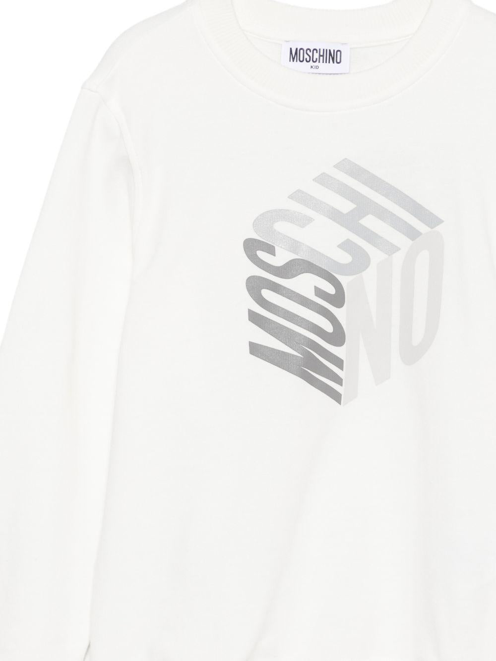 Felpa per bambino Moschino Kids bianca con stampa grafica HUF0A2LCA92 10063 MOSCHINO KIDS