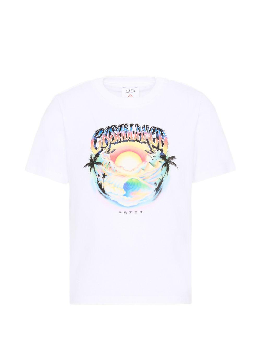 T-shirt per bambino Casablanca Kids bianca con stampa grafica KPF26JTS03801 CASAAIRSPRAY CASABLANCA KIDS