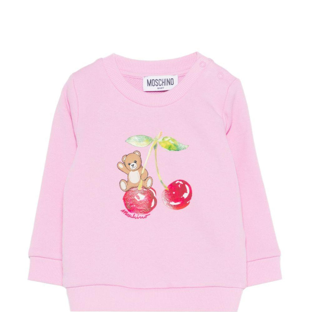 Felpa per neonata Moschino Kids rosa con stampa Teddy sul davanti MGF02KLCA52 51473 MOSCHINO KIDS