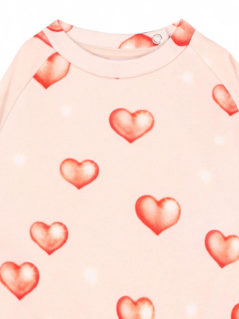 Felpa neonata Molo Kids rosa con stampa grafica cuori 4W26J201 5741 MOLO KIDS