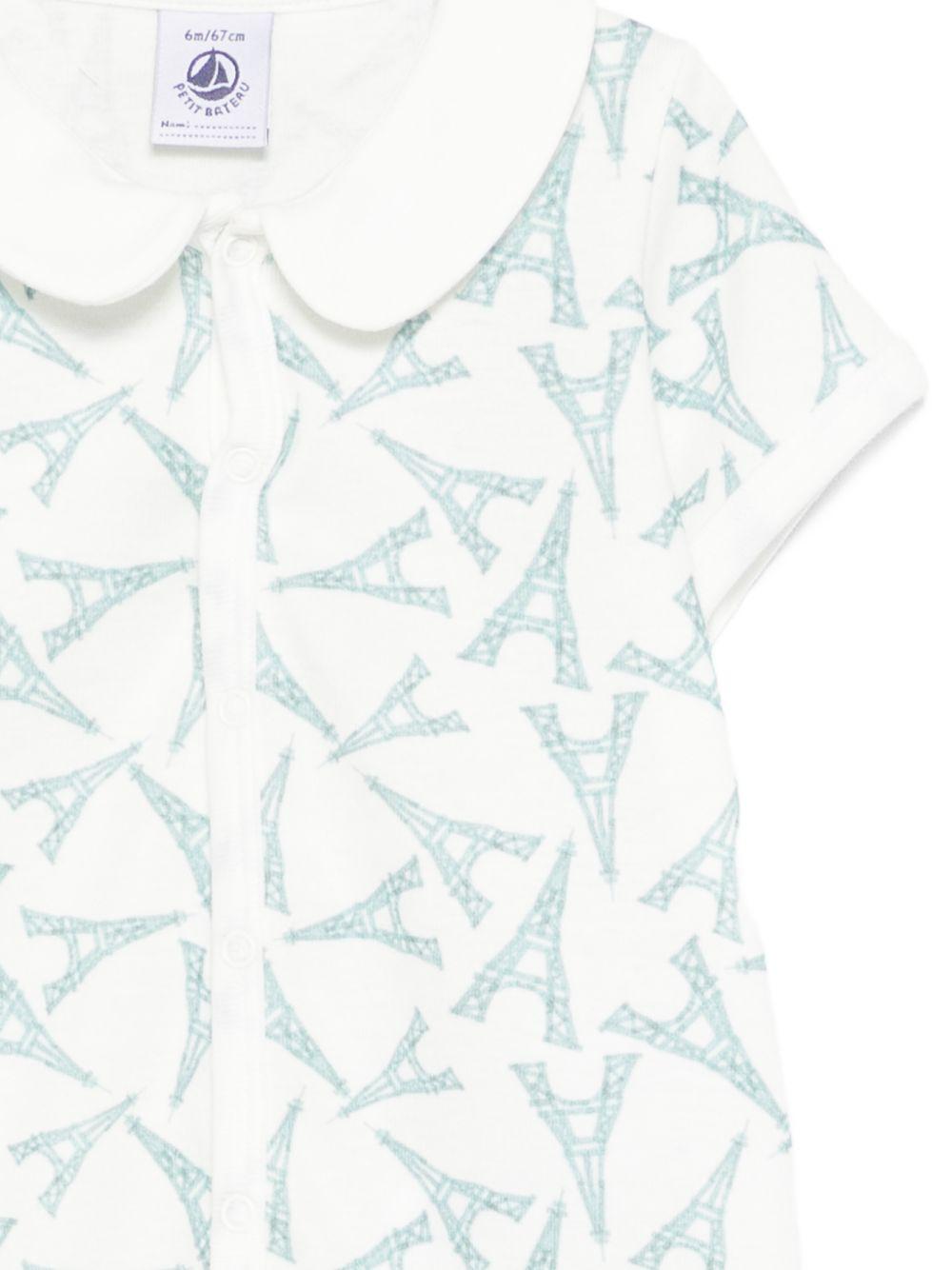 Tutina per neonati Petit Bateau beige con stampa Torre Eiffel all-over A0FEJ 01 PETIT BATEAU