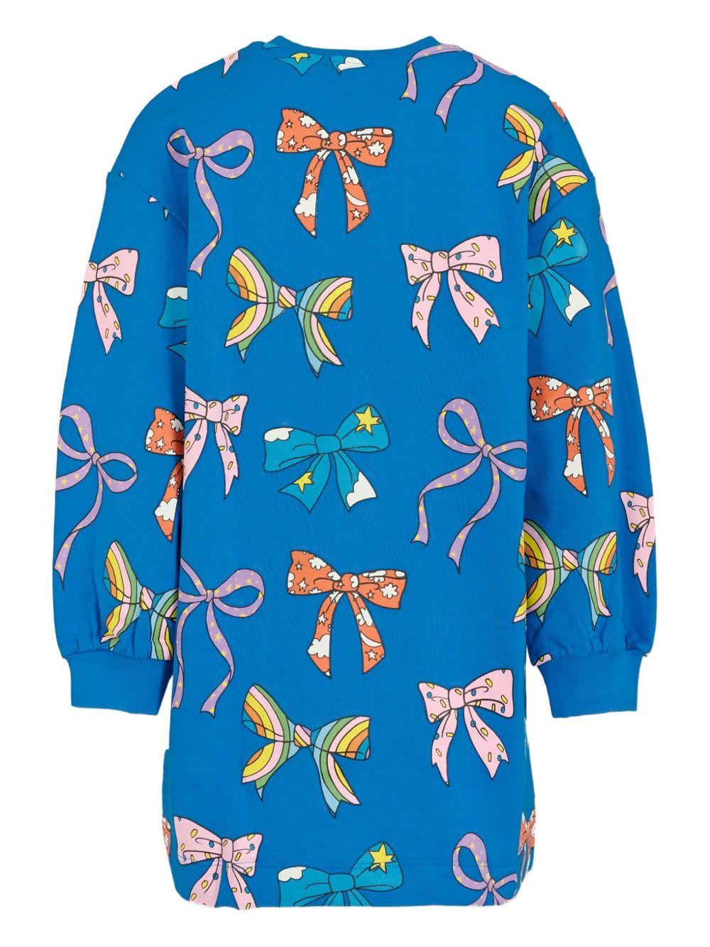 Abito corto per bambina Stella McCartney Kids blu con stampa con fiocchi TX1C10 Z3096 664MC STELLA McCARTNEY KIDS