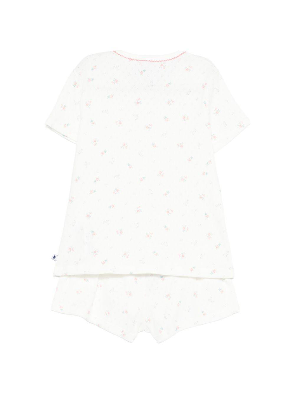 Pigiama per bambina Petit Bateau bianco con stampa floreale A0FEK 01 PETIT BATEAU